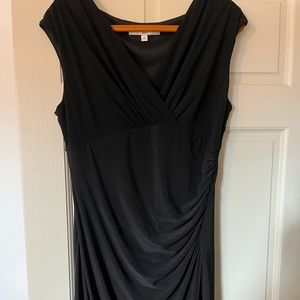 Ruched, black, midi dress - size 12